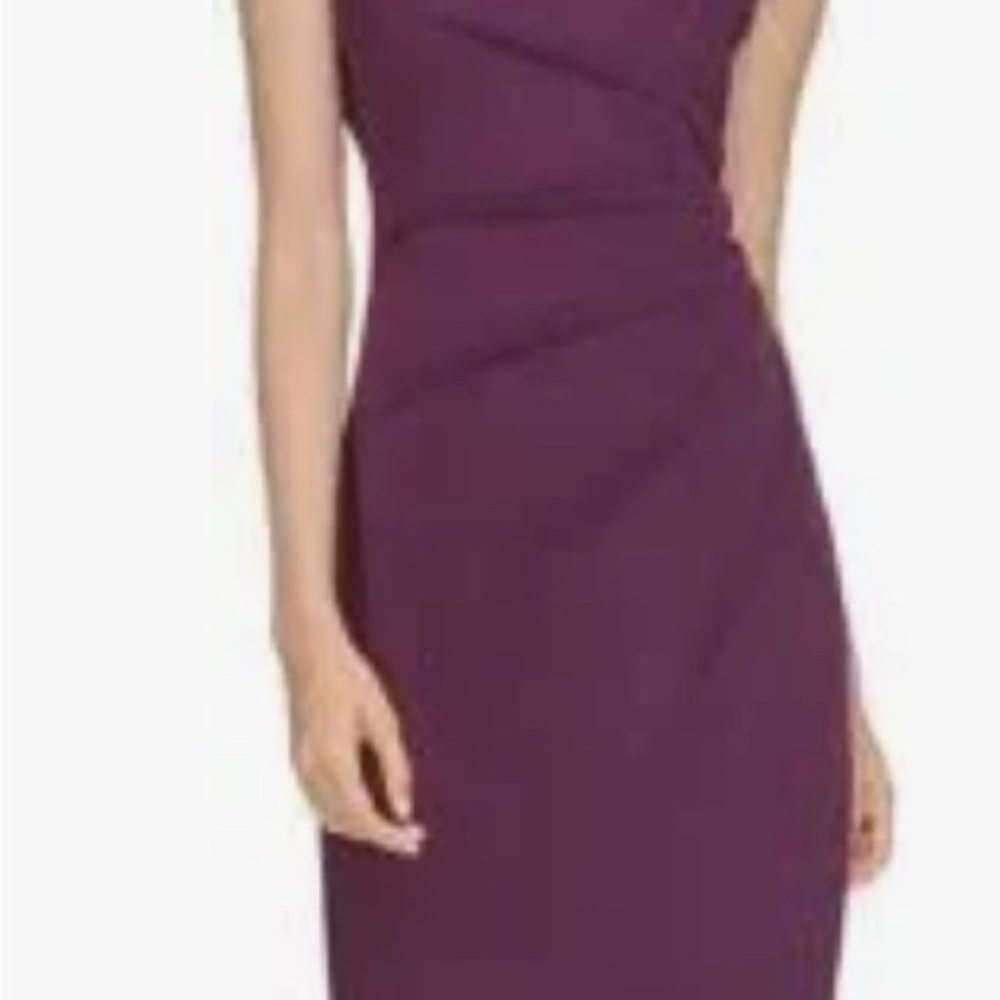 Calvin Klein Red Ruched Sheath Midi Dress - Picture 5 of 6